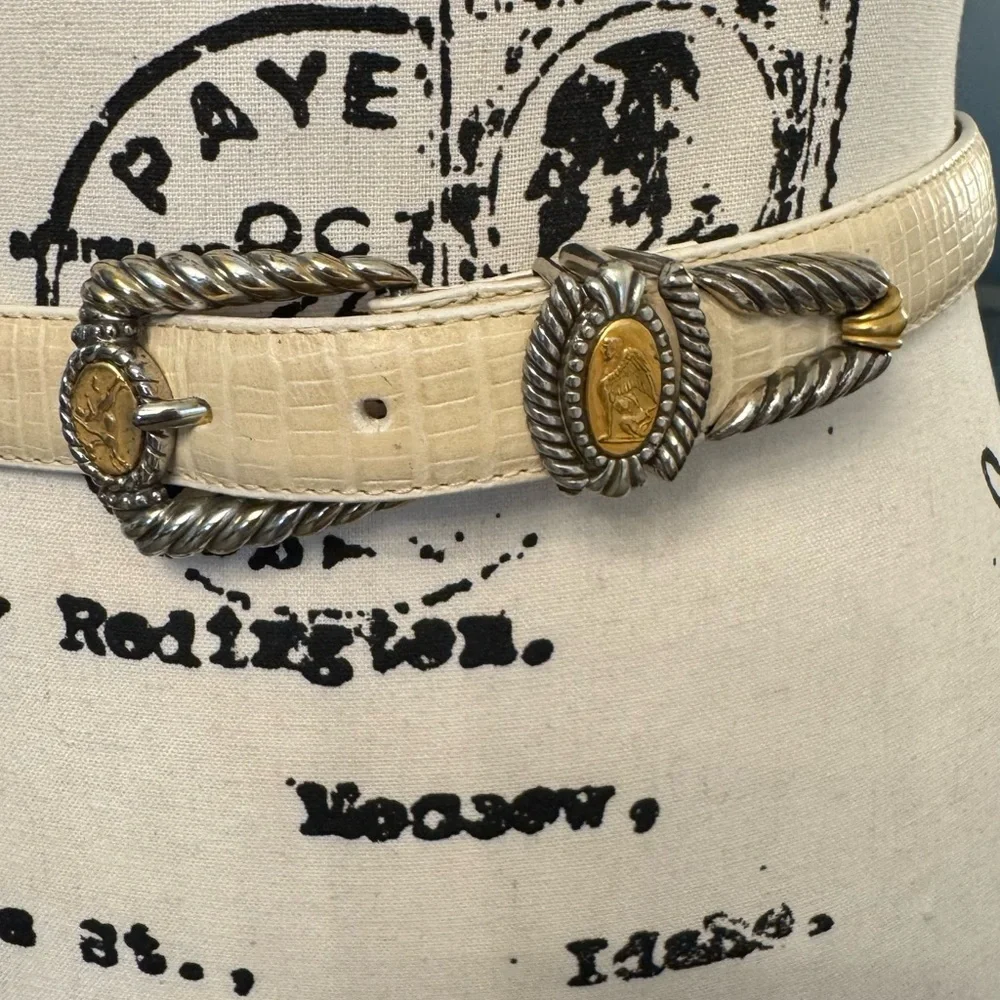Chic Cream Belt with Gold and Silver Accents